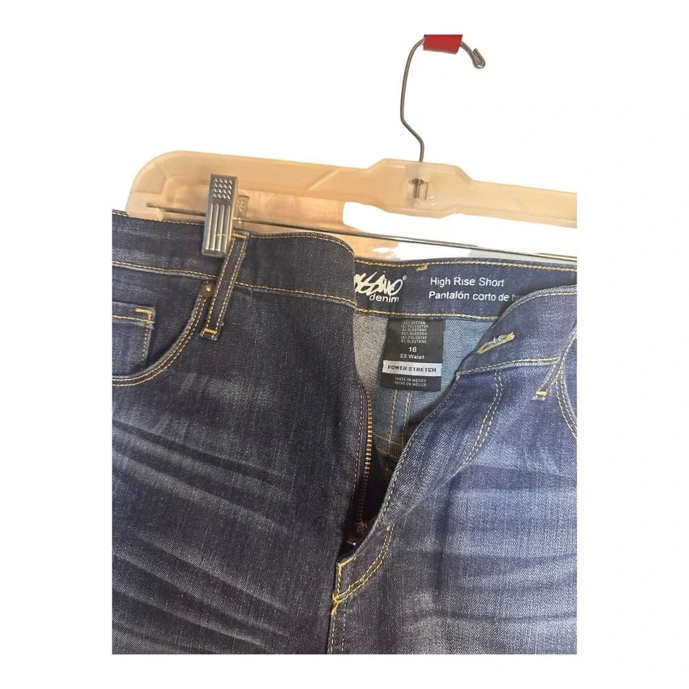Mossimo Denim‎ Jean Shorts Womens 16 Blue Power Stretch High Rise Midi Cuffed